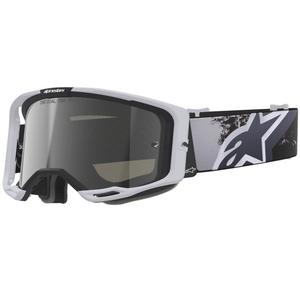 Alpinestars Supertech Vision 8 Lahnd Motocrossbrille weiß-schwarz mit verspiegelter silberner Linse
