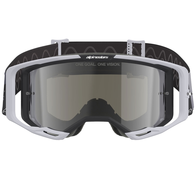 Alpinestars Supertech Vision 8 Lahnd Motocrossbrille weiß-schwarz mit verspiegelter silberner Linse