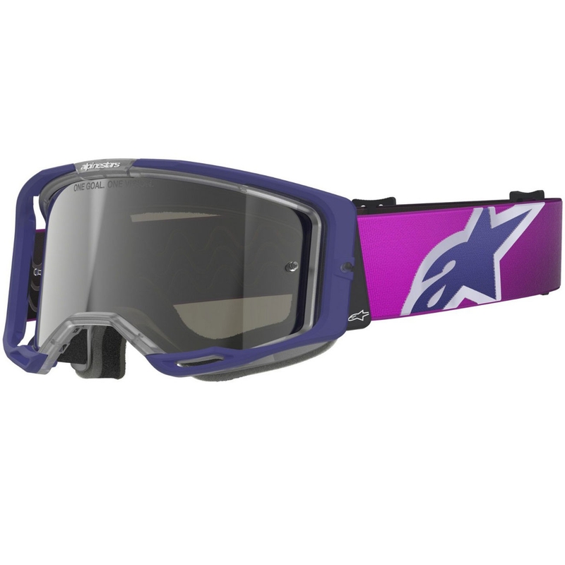 Alpinestars Vision 8 Corp Motocrossbrille lila-klar mit verspiegelter silberner Linse