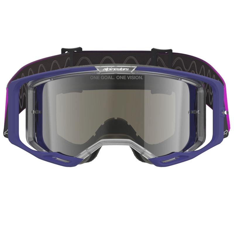 Alpinestars Vision 8 Corp Motocrossbrille lila-klar mit verspiegelter silberner Linse