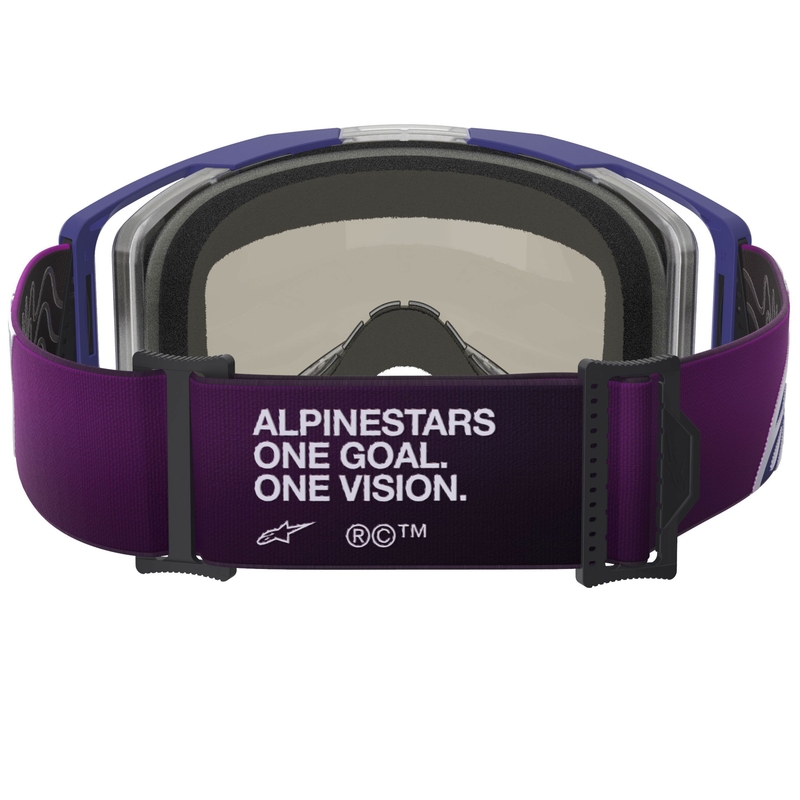 Alpinestars Vision 8 Corp Motocrossbrille lila-klar mit verspiegelter silberner Linse