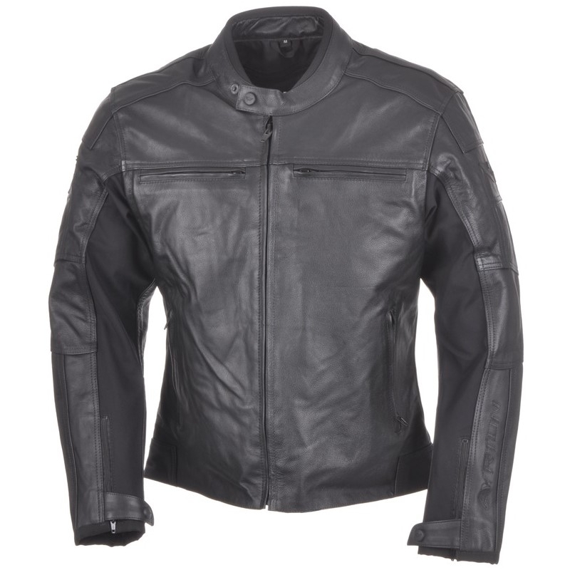 Ayrton Klassische Leder Motorradjacke Schwarz