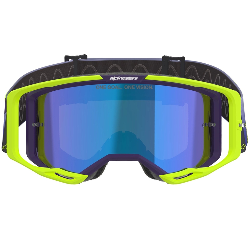 Alpinestars Vision 8 Corp neongelb-violette Motocross-Brille mit verspiegelter blauer Linse