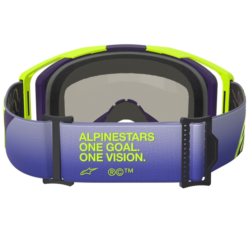 Alpinestars Vision 8 Corp neongelb-violette Motocross-Brille mit verspiegelter blauer Linse