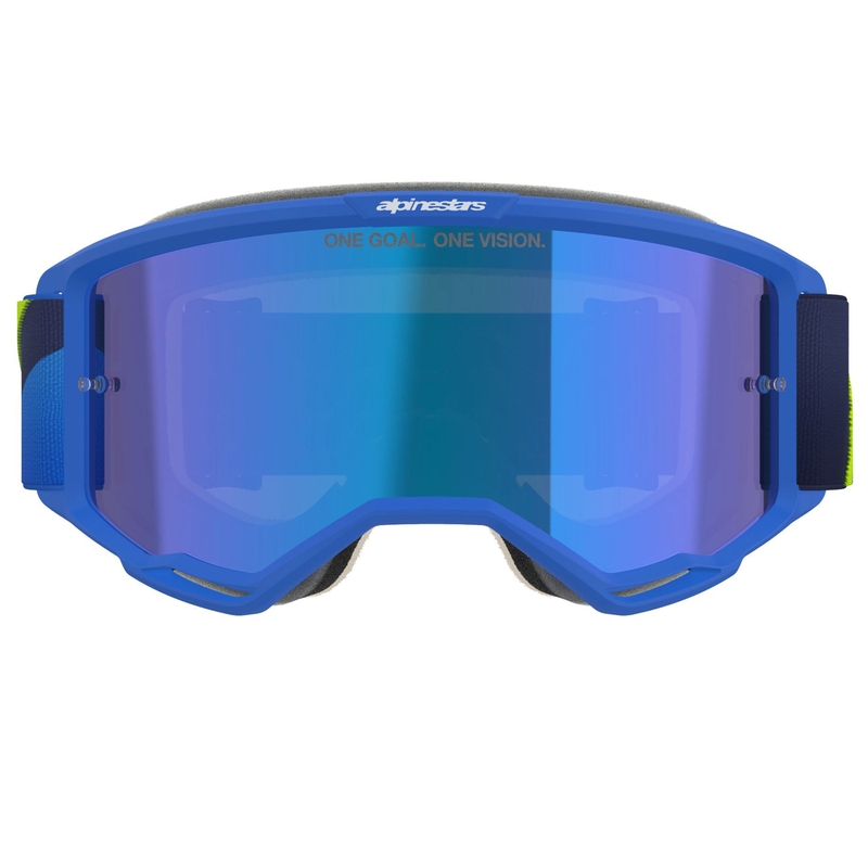 Motokrosové brýle Alpinestars Vision 5 Corp modro-fluo žluto-černé se zrcadlovým modrým zorníkem