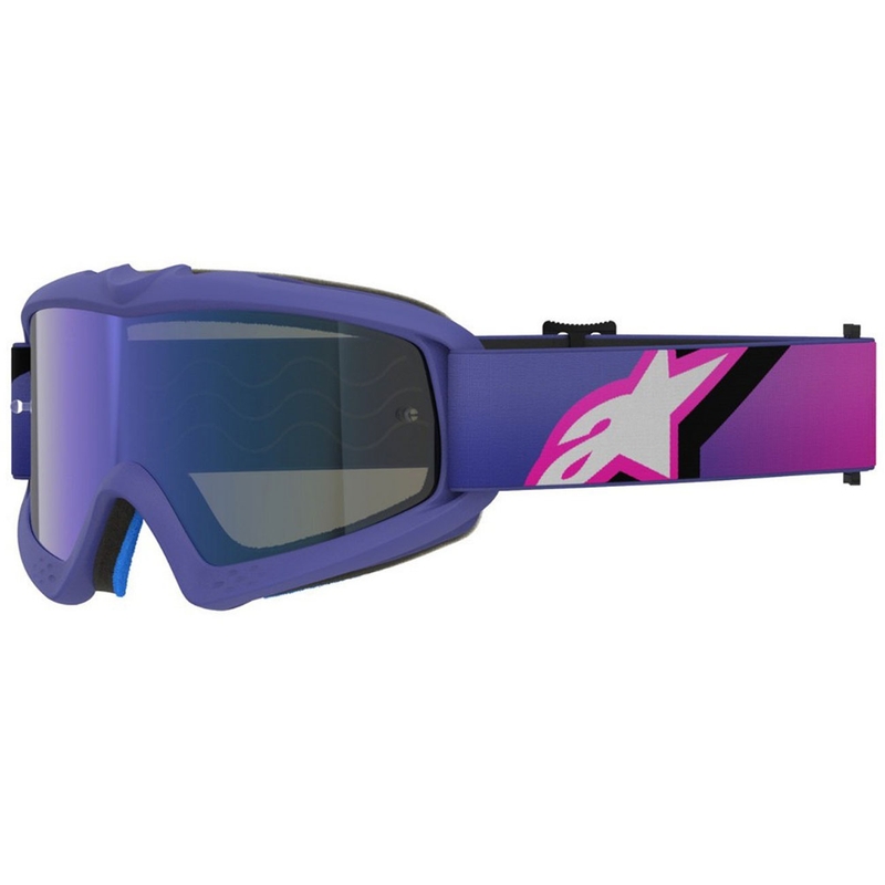 Alpinestars Vision Youth Corp Kinder-Motocrossbrille lila-fluo pink mit verspiegelter blauer Linse
