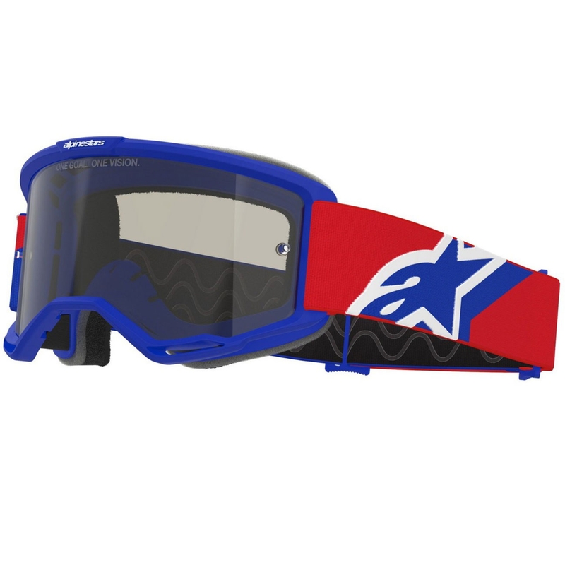 Alpinestars Vision Sand Motocrossbrille blau-rot-weiß mit dunkel getönter Linse