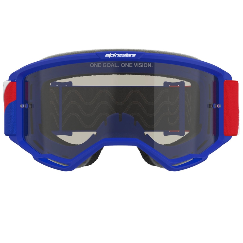 Alpinestars Vision Sand Motocrossbrille blau-rot-weiß mit dunkel getönter Linse