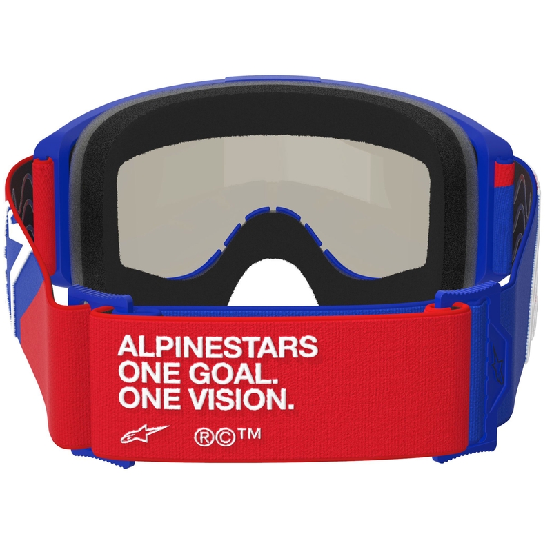 Alpinestars Vision Sand Motocrossbrille blau-rot-weiß mit dunkel getönter Linse