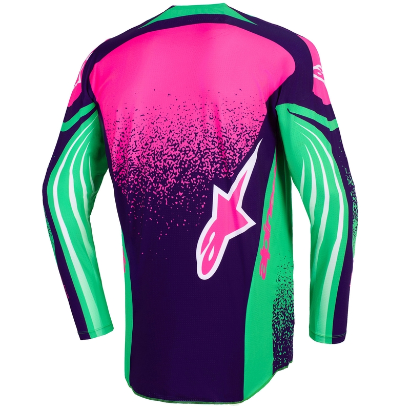 Alpinestars Techstar Nomur Motocross-Trikot dunkelviolett-grün-neonpink