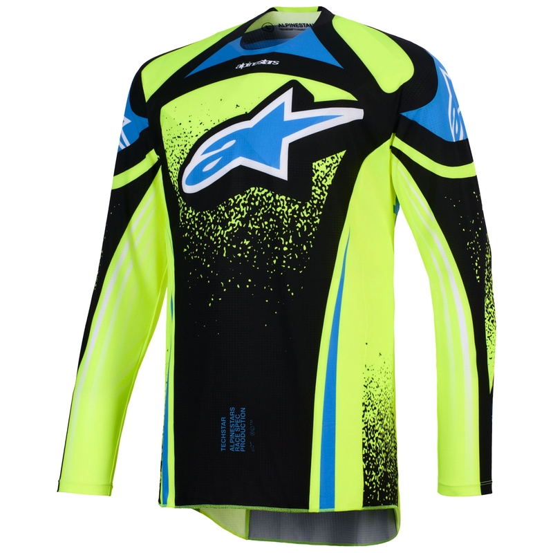 Alpinestars Techstar Nomur Motocross-Trikot dunkelblau-fluogelb-blau