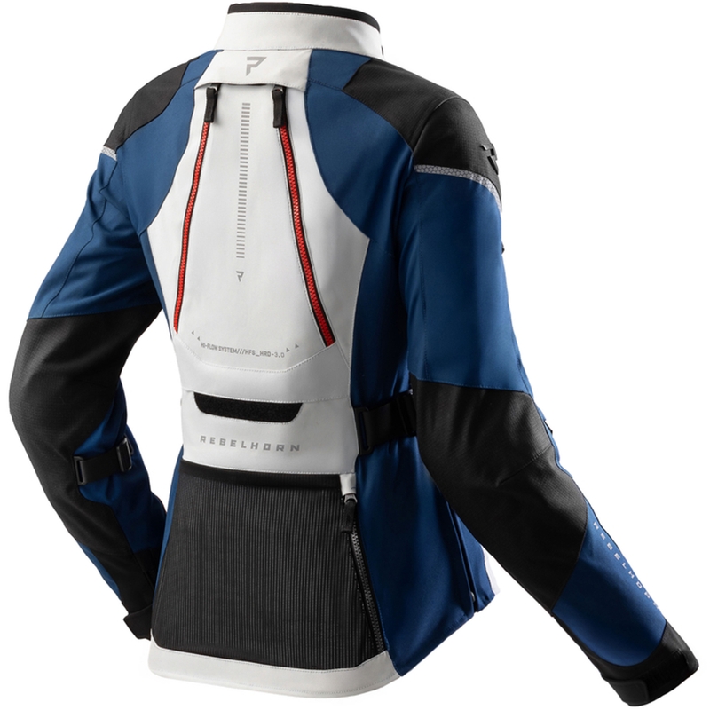 Damen-Motorradjacke Rebelhorn Hardy 3.0 blau-grau-rot