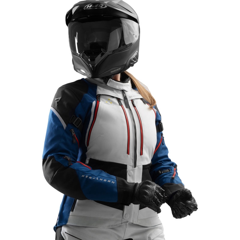 Damen-Motorradjacke Rebelhorn Hardy 3.0 blau-grau-rot
