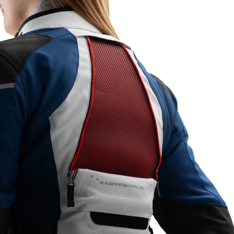 Damen-Motorradjacke Rebelhorn Hardy 3.0 blau-grau-rot