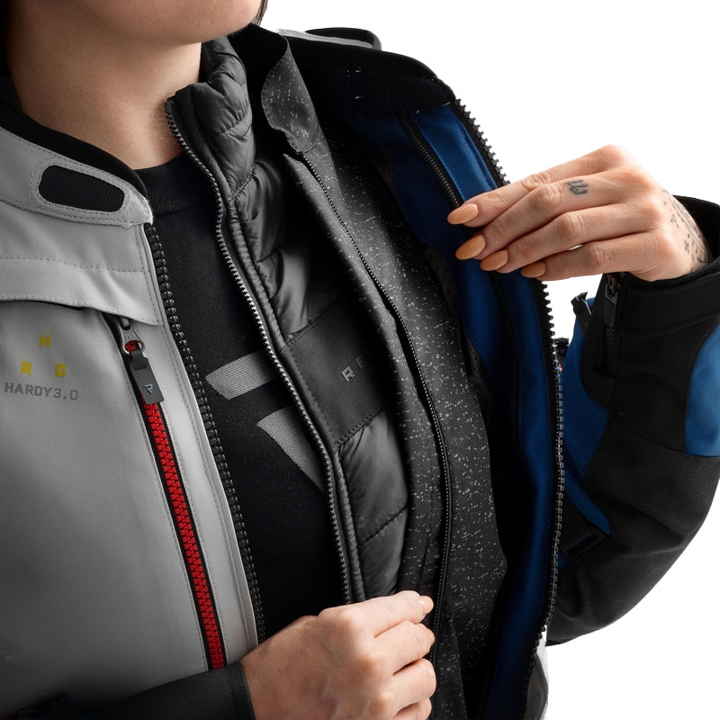 Damen-Motorradjacke Rebelhorn Hardy 3.0 blau-grau-rot