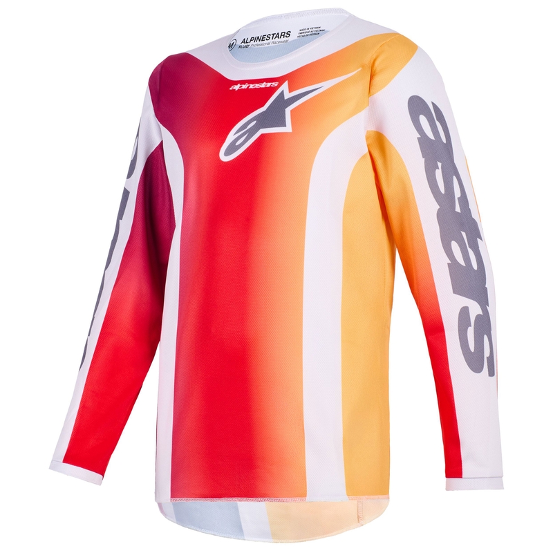 Alpinestars Fluid Portl Kinder Motocross Trikot rot-orange-hellgrau