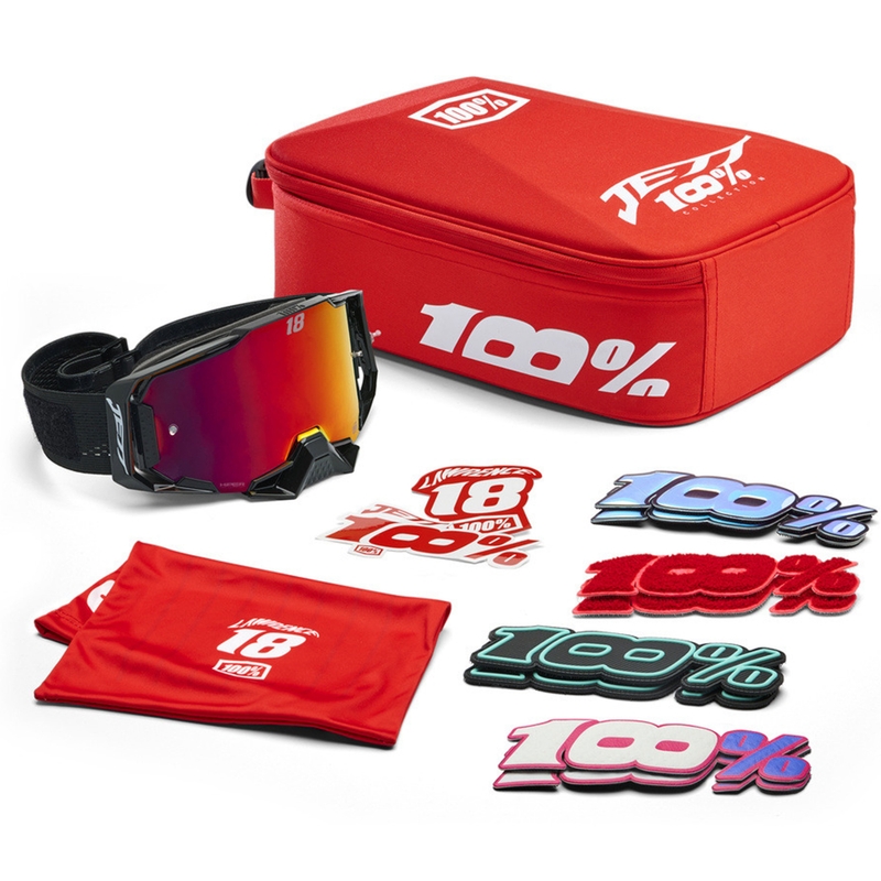 Motocrossbrille 100% Armega Hiper Jett Special mit rotem Plexiglas