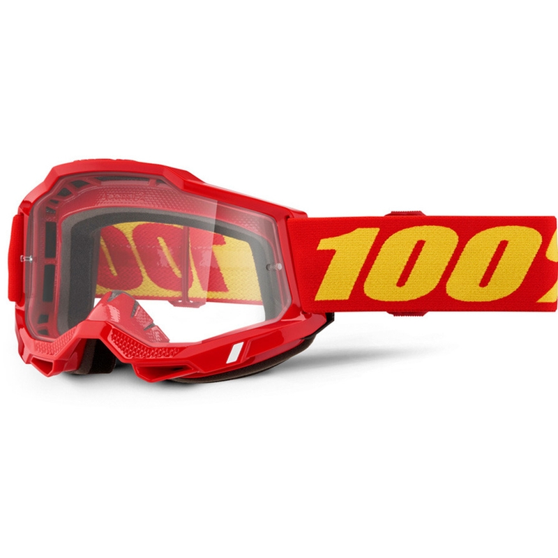 Motocrossbrille 100% Accuri 2 rot mit klarem Plexiglas