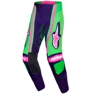 Alpinestars Techstar Nomur Motocross-Hose dunkelviolett-grün-fluo pink