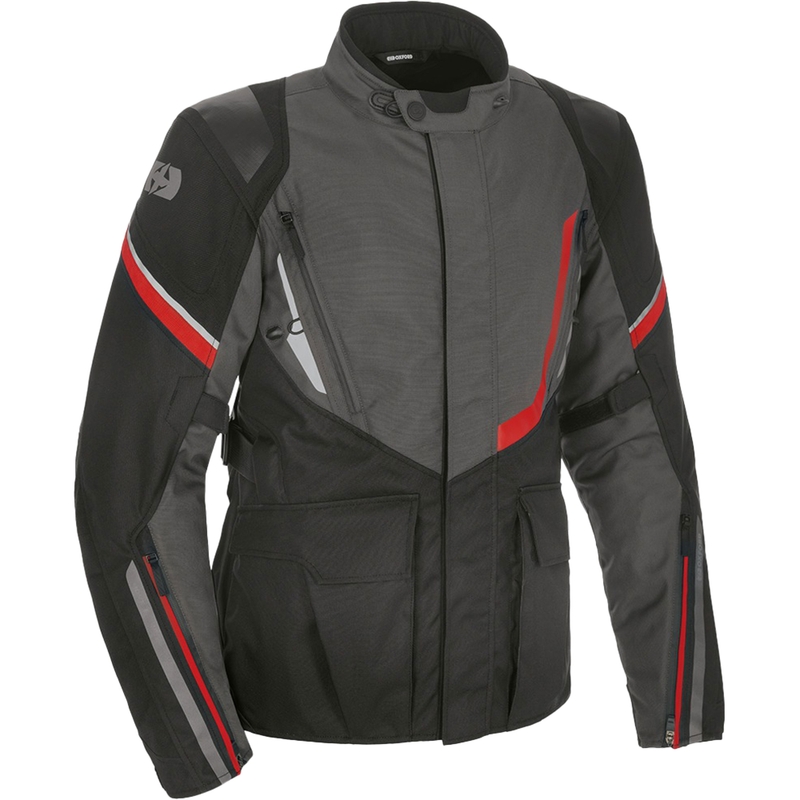 Oxford Montreal 4.0 Dry2Dry™ Motorradjacke Schwarz-Grau-Rot