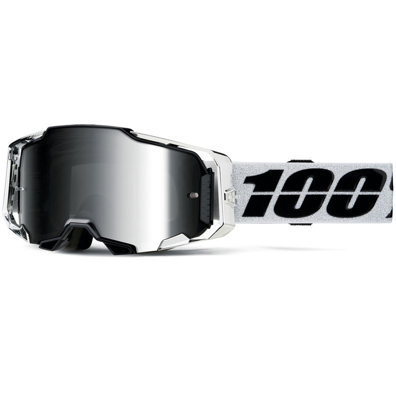 Motocrossbrille 100% ARMEGA Atac mit silbernem Plexiglas