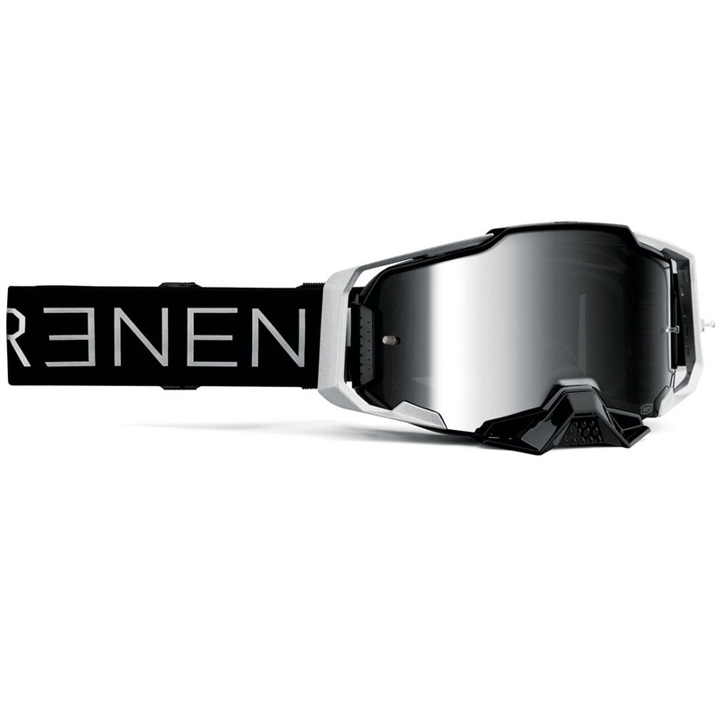 Motocrossbrille 100% ARMEGA Reneen S2 mit silbernem Plexiglas