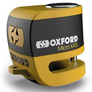Oxford Micro XA5 Scheibenbremsenschloss mit integriertem Alarm gelb-schwarz
