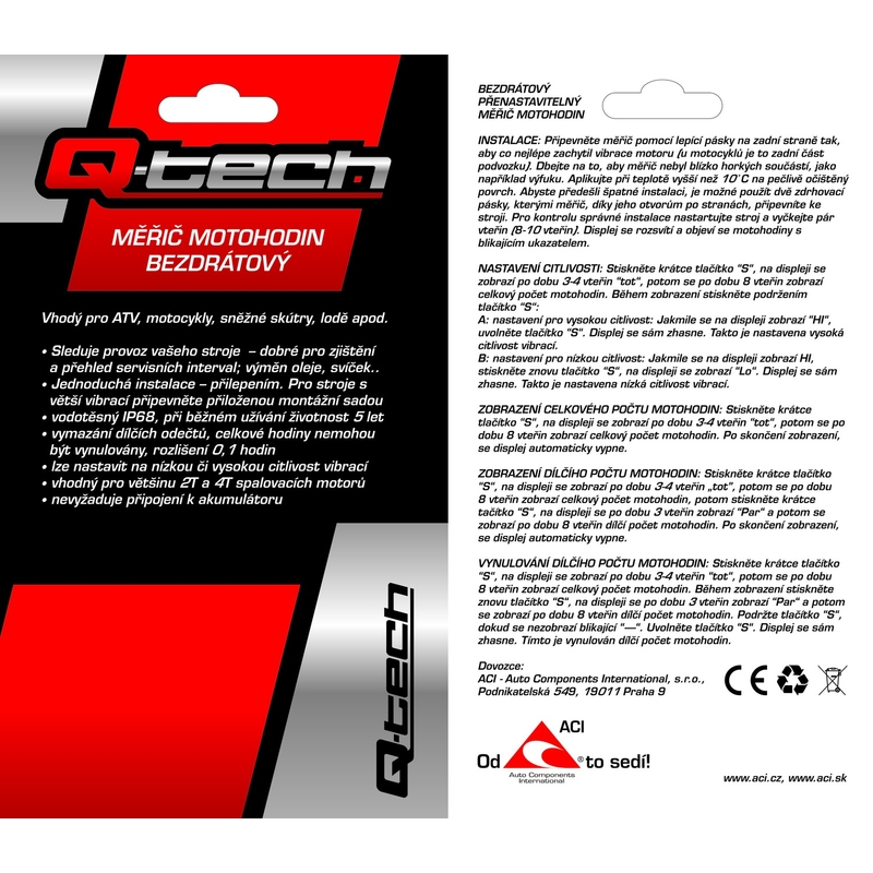 Funk-Betriebsstundenzähler mit rücksetzbarem Zähler Q-TECH schwarz