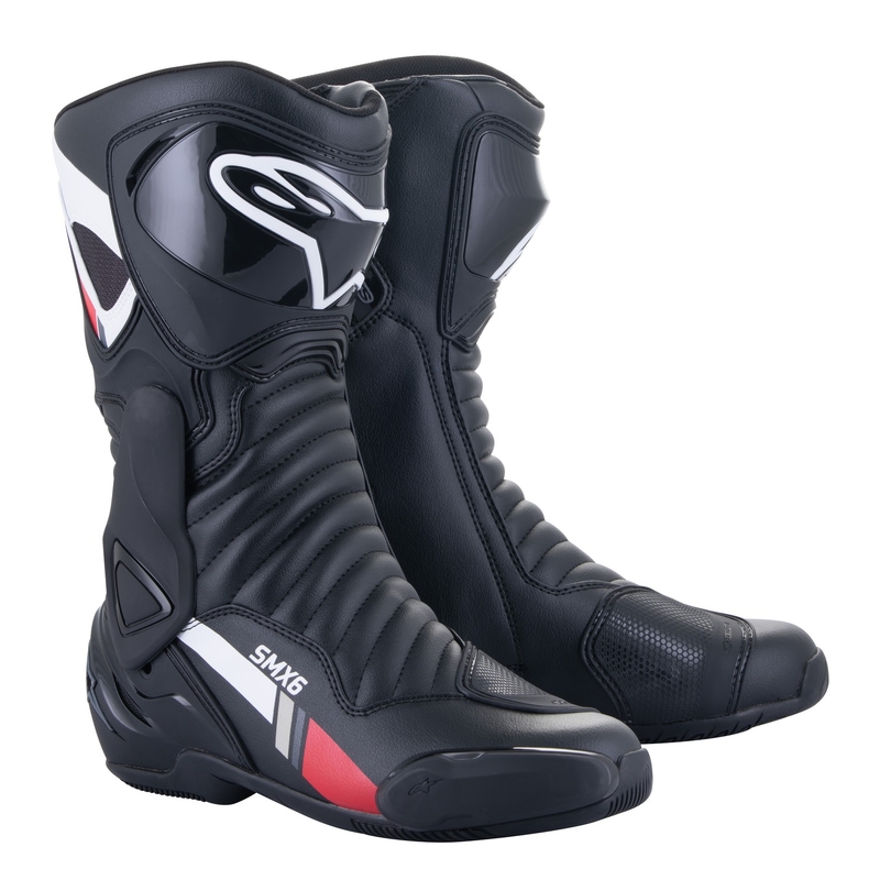 Alpinestars S-MX 6 Motorradstiefel schwarz-weiß-grau-rot