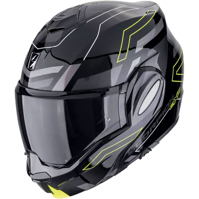 Klappbarer Motorradhelm Scorpion EXO-TECH EVO CONQUER schwarz-fluo gelb