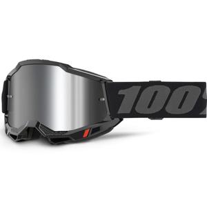 Motocrossbrille 100% Accuri 2 schwarz mit silbernem Plexiglas