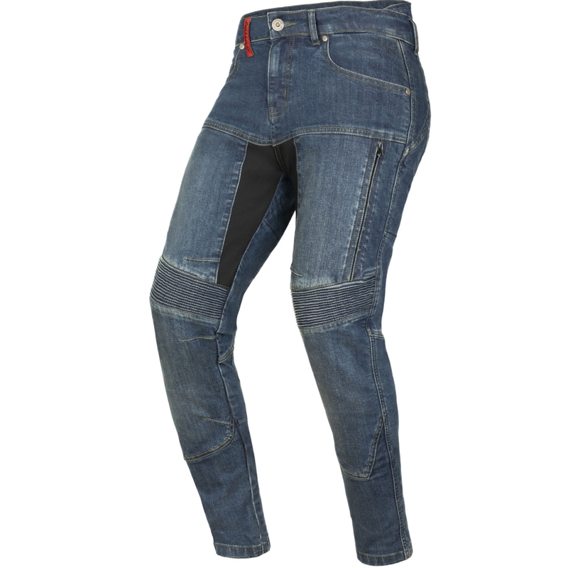 Damen-Motorradjeans Ayrton 505, gewaschenes Blau