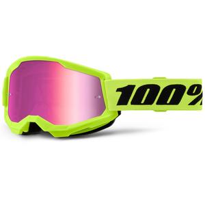 Kinder-Motocrossbrille 100% STRATA 2 fluo gelb mit pinkem Plexiglas