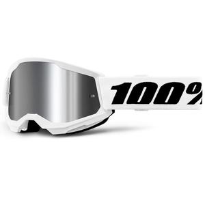 Kinder-Motocrossbrille 100% STRATA 2 weiß mit silbernem Plexiglas