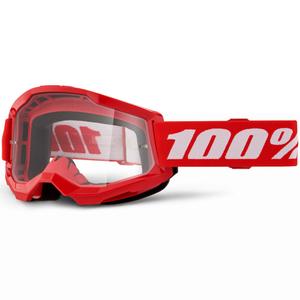 Kinder-Motocrossbrille 100% STRATA 2 rot mit klarem Plexiglas