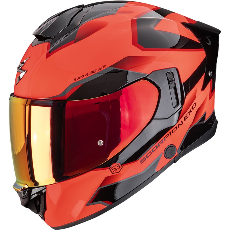 Scorpion EXO-530 Air Clip Integralhelm für Motorräder, fluoreszierend rot-schwarz