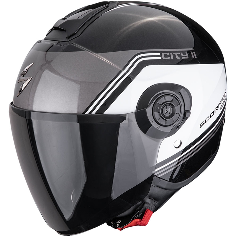Scorpion EXO-CITY II Vita Motorradhelm mit offenem Gesicht, metallic schwarz-weiß