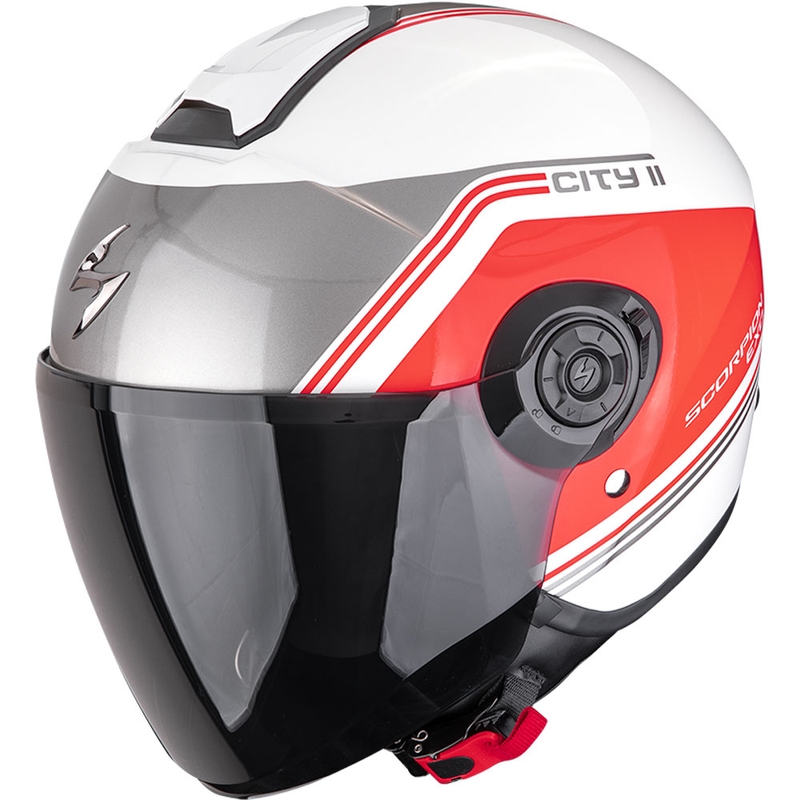 Scorpion EXO-CITY II Vita Motorradhelm mit offenem Gesicht weiß-rot