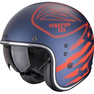 Scorpion Belfast Dawg Motorradhelm mit offenem Gesicht Matt Blau-Rot