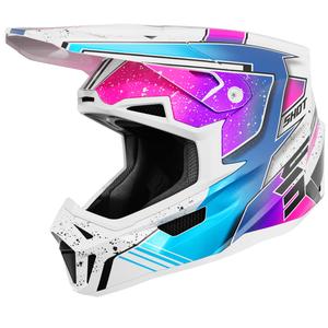 Motocrosshelm Shot Lite Racing perlweiß-pink