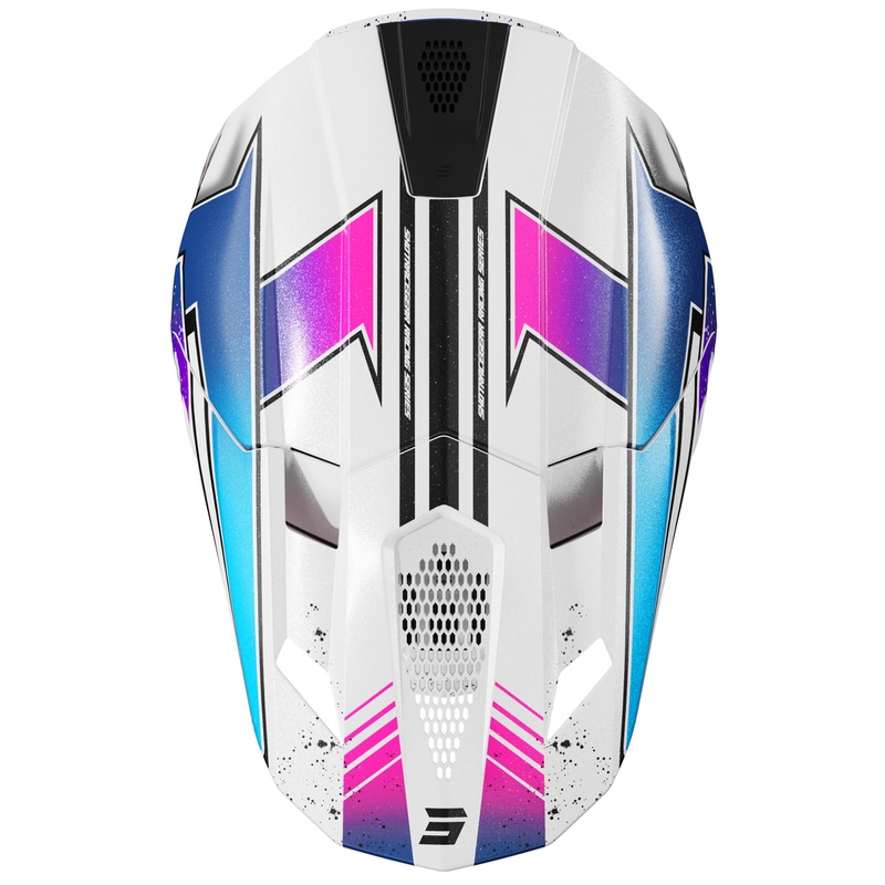 Motocrosshelm Shot Lite Racing perlweiß-pink
