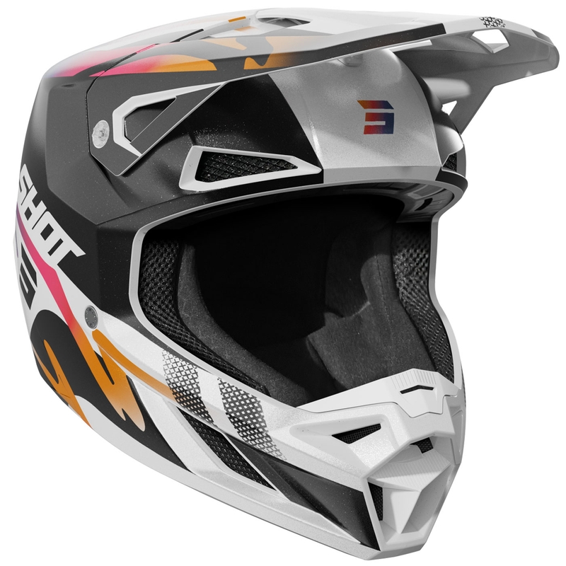 Motocross Helm Shot Speed Wave Pearl Schwarz-Weiß
