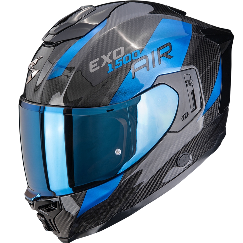 Scorpion EXO-1500 Carbon Air Plated Integralhelm für Motorräder, Schwarz-Blau