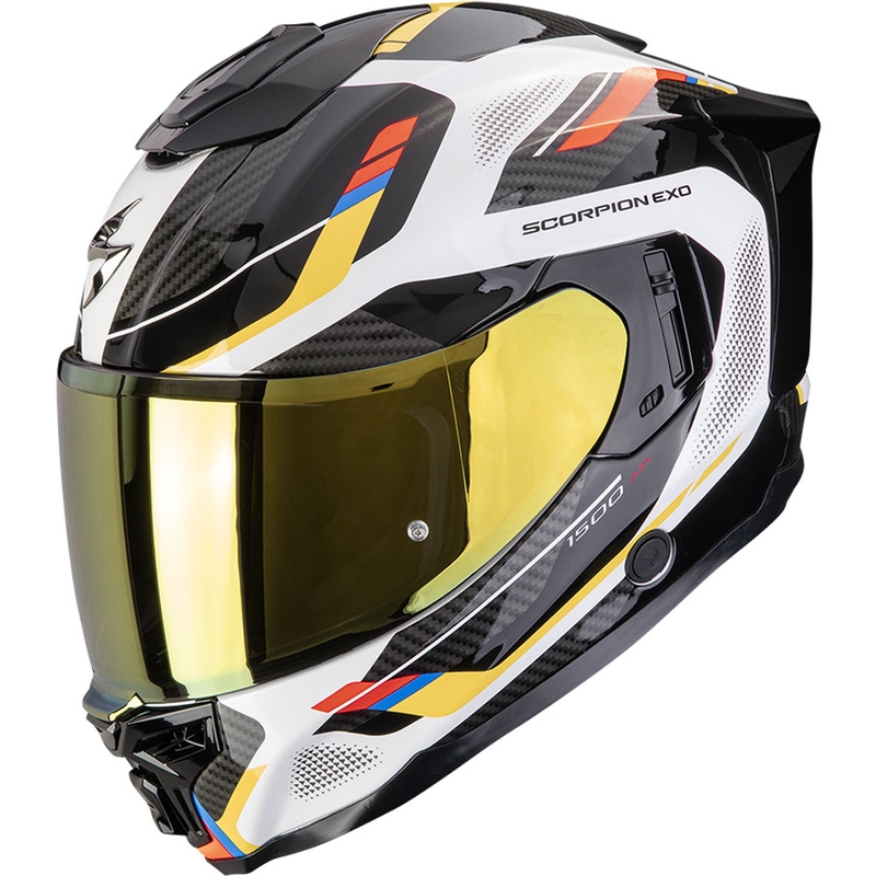 Scorpion EXO-1500 Air Sleek Motorrad Integralhelm weiß-blau-gelb