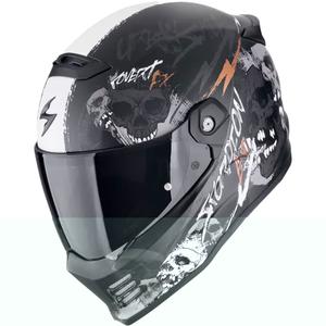 Integrierter Motorradhelm Scorpion COVERT FX SKULLZ mattschwarz-grau-gold
