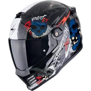 Scorpion COVERT FX SKULLZ Integral-Motorradhelm schwarz-grau-rot