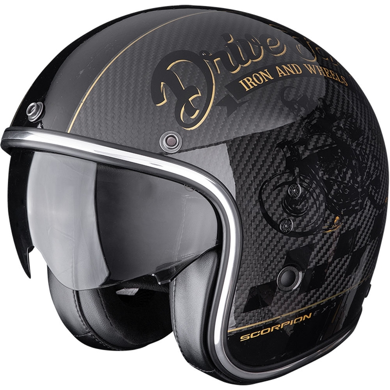 Scorpion Belfast EVO Carbon Zippy Motorradhelm mit offenem Gesicht Schwarz-Gold