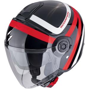 Offener Helm Scorpion EXO-CITY II RIVA schwarz-rot