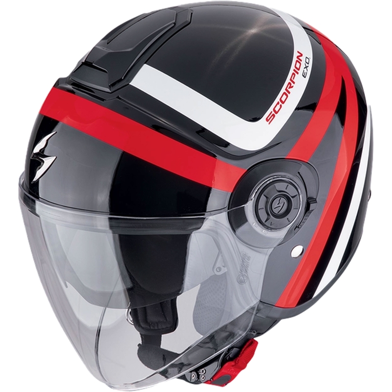 Offener Helm Scorpion EXO-CITY II RIVA schwarz-rot