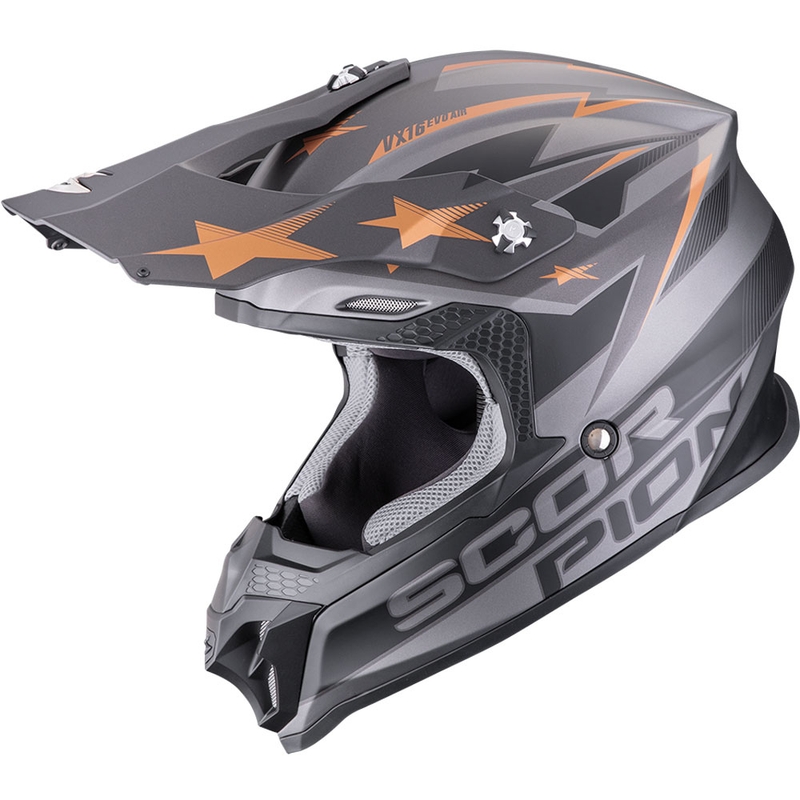 Scorpion VX-16 EVO Air Patriot Motocrosshelm silber-schwarz-kupfer